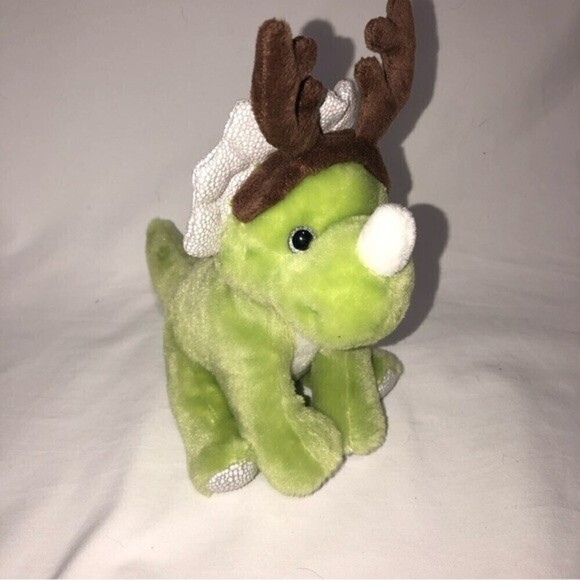 Frankford Baby Christmas Triceratops Green Dinosaur Plushy Holiday - Picture 2 of 5